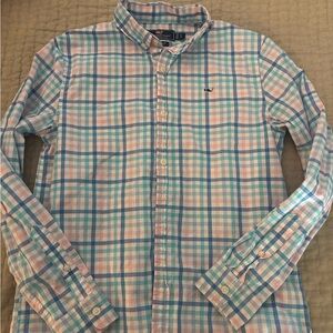 Vineyard Vines Men's Checkered Shirt in Blue and Pink